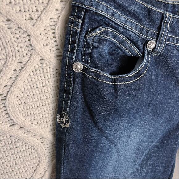 YNQ | Blue Wash Distressed Boot Cut Jeans | Bottoms - Picture 4 of 12